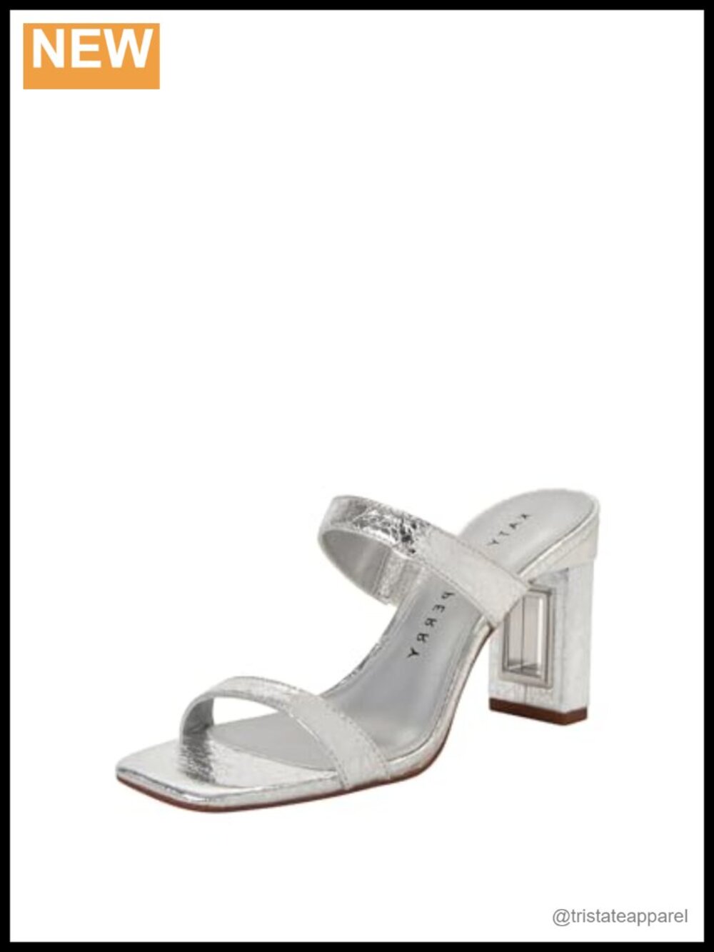 Crinkle Metallic Sculpted Heel Sandals Square Toe 3.35 Inch Heels